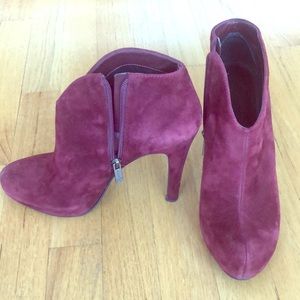 Jessica Simpson dark suede maroon booties